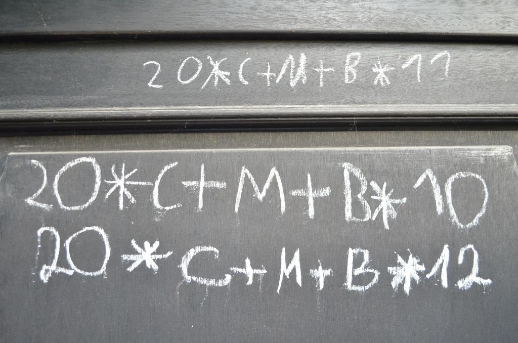 A dark wooden door with 20*C+M+B written in white chalk three times, for 2010, 2012 and 2017